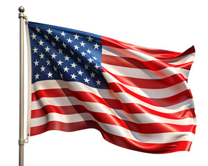 Fototapeta premium isolated american flag waving, white background