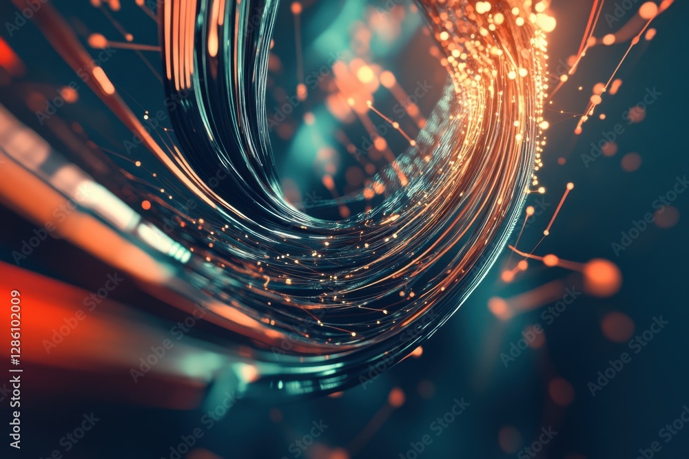 Aufkleber illuminated wires create a swirling cascade of light and energy in a futuristic digital realm. gener