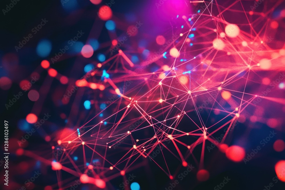 Aufkleber vibrant web of light and color emerging from darkness in an abstract digital landscape. generative a
