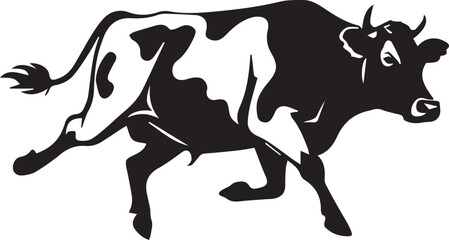 A black and white logo type cow silhouette design - cow icon design
