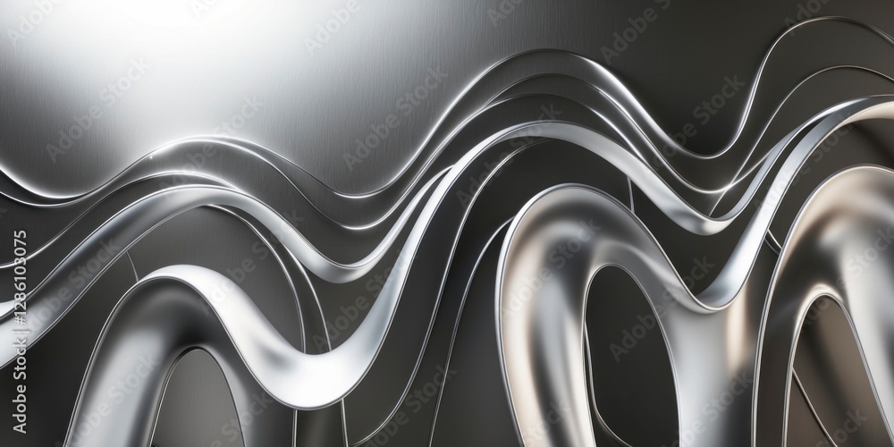 Poster a mesmerizing abstract composition featuring a background of metallic silver with a unique