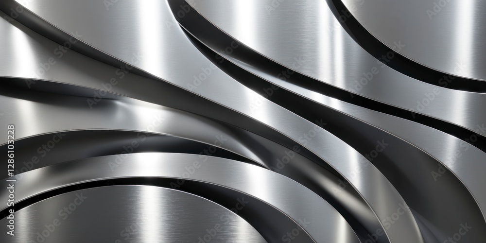 Poster a mesmerizing abstract composition featuring a background of metallic silver with a unique
