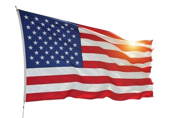 Fototapeta premium isolated american flag waving with detailed fabric texture and realistic motion effect 