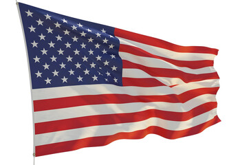 Obraz premium american flag proudly flying on a metal pole against white background