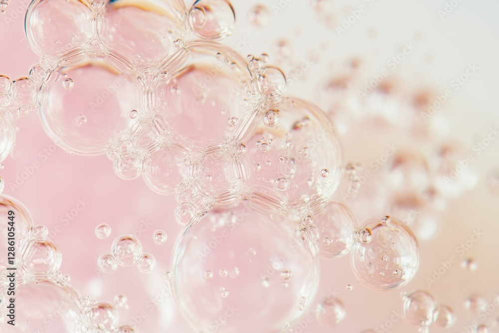 Poster bubbles creating a dreamy atmosphere in a soft pastel setting during a relaxing afternoon. generativ