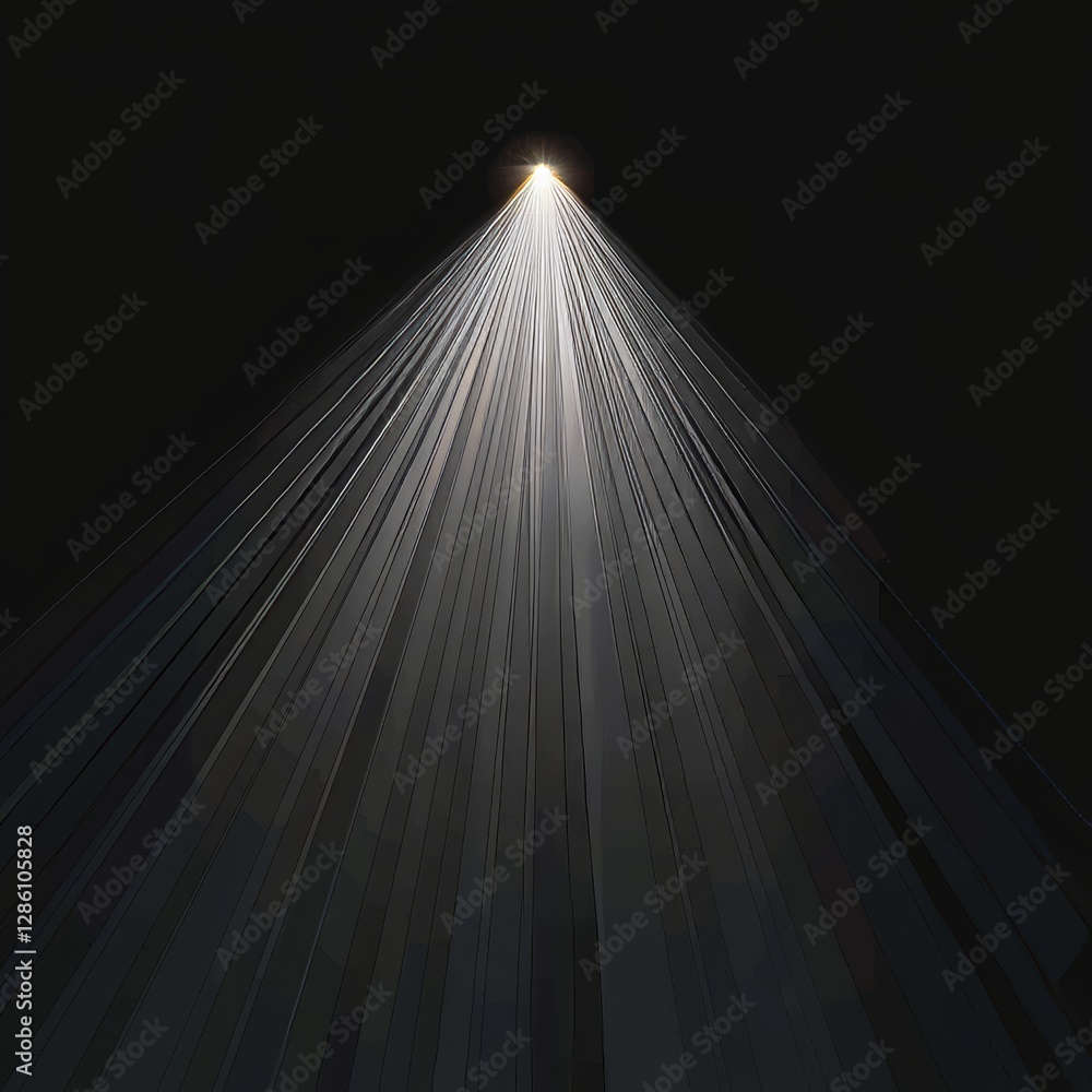 Poster shiny light rays emanate from a radial burst with linear particles