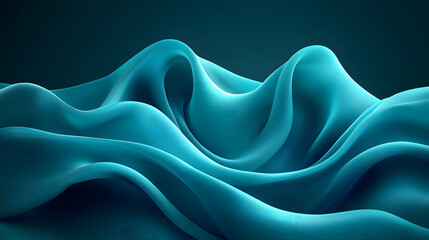 Obraz premium Abstract Teal Waves: Captivating digital rendering of fluid teal waves, evoking a sense of tranquility and elegance. The dynamic interplay of light and shadow accentuates the textured surface.