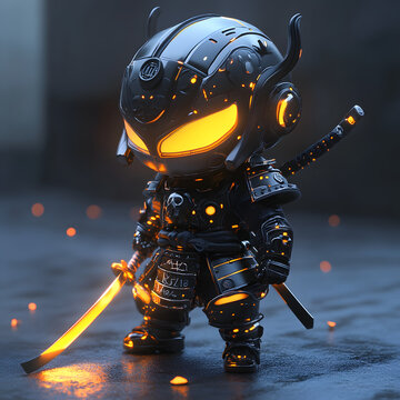Fototapeta Fierce Futuristic Samurai Robot