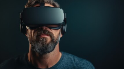 A close-up shot of a man immersed in a virtual reality environment, showcasing the technological advancements and the excitement of modern gaming experiences.