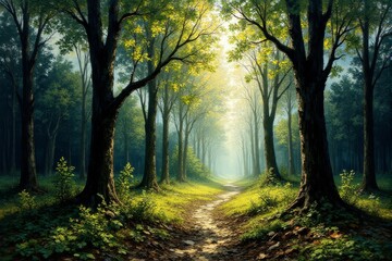 Obraz premium Abstract patterns of dappled sunlight dancing on a forest floor organic and artistic natural composition