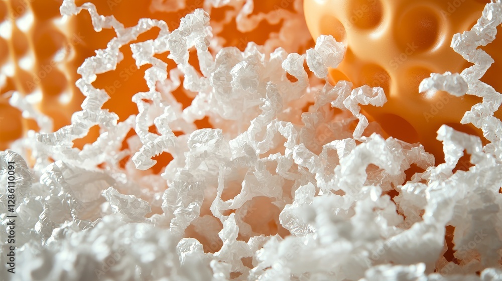 Aufkleber intricate white shredded material abstract close up textural exploration studio setting macro photog