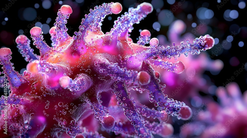 Poster microscopic view of a complex organism laboratory setting scientific imagery close-up intricate deta