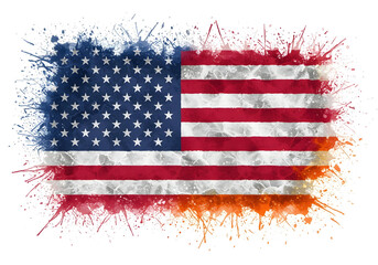 creative usa flag with watercolor paint splashes representing patriotism and freedom
