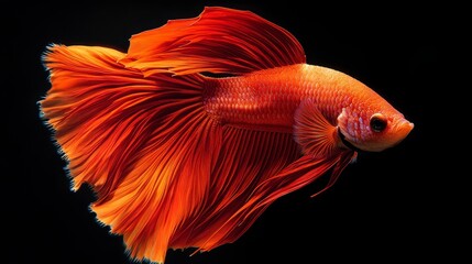 Fototapeta premium Vibrant Orange Betta Fish Aquatic Life Macro Photography