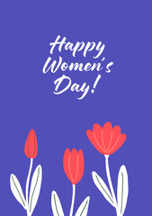  Happy Women's Day Card with Red Tulips