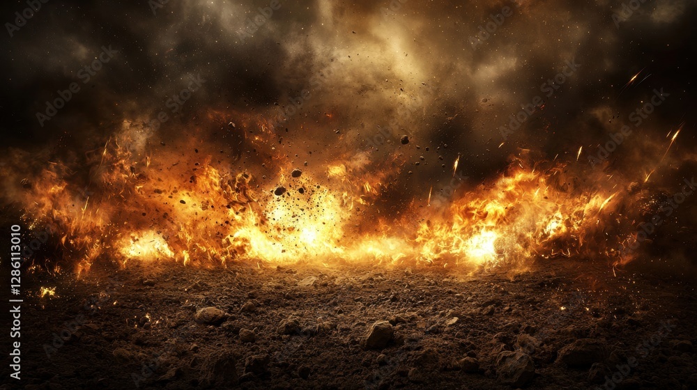 Poster intense space battle featuring explosions and dynamic elements in an epic sci-fi setting