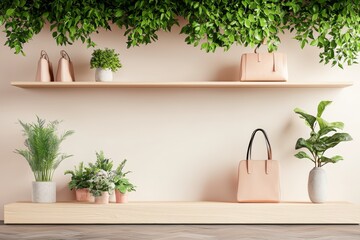 The showroom's interior is adorned with stylish clothes and accessories