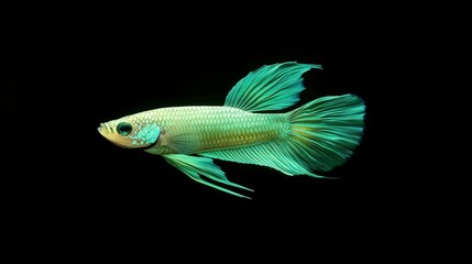 Fototapeta premium Elegant Green Betta Fish Aquatic Life Tropical Fish