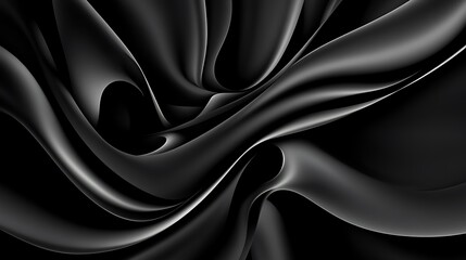 Fototapeta premium Fluid Black Silk Drape: A 3D Rendered Abstract AI Generated