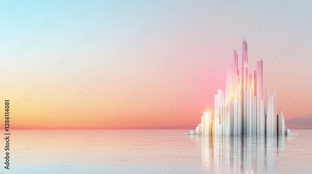 Poster abstract pastel gradient banner featuring soft color transition and geometric shapes