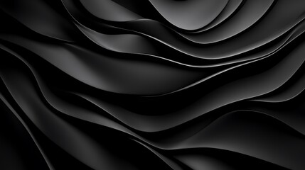 Fototapeta premium Abstract Black Fabric Drape: 3D Render of Flowing Waves AI Generated
