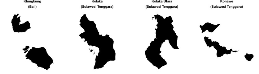 Klungkung, Kolaka, Kolaka Utara, Konawe outline maps