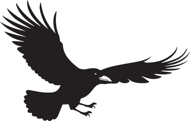 A black and white logo type raven silhouette design - raven icon design