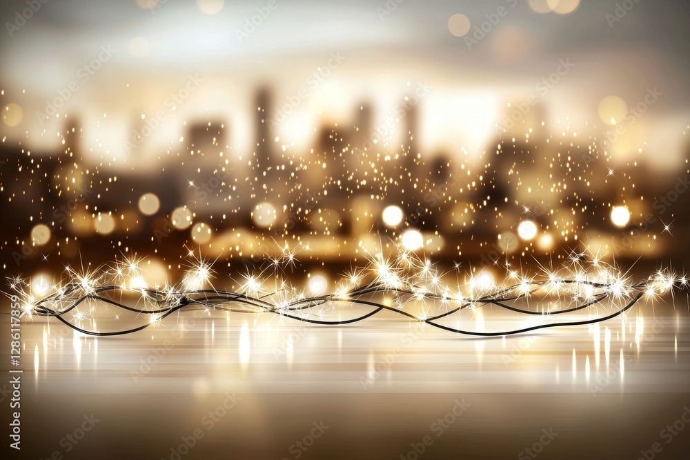 Aufkleber soft gradient gold background with abstract blur and shimmering stars to emphasize and promote produ