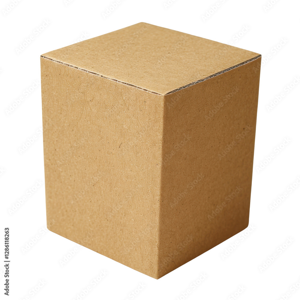 Poster plain brown cardboard box with square shape, ideal for packaging and storage. this versatile box can