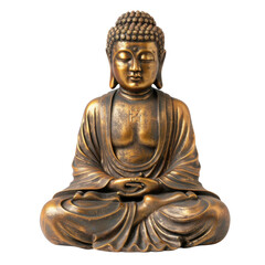 serene bronze Buddha statue in meditative pose, symbolizing peace and tranquility. intricate details highlight craftsmanship and spiritual significance