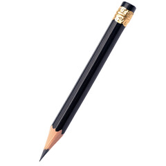 black wooden pencil isolated on white or transparent background