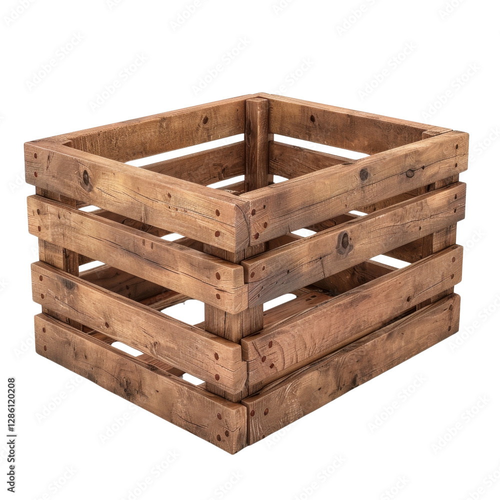 Poster wooden crate with rustic design, ideal for storage or decoration. this versatile item can be used in