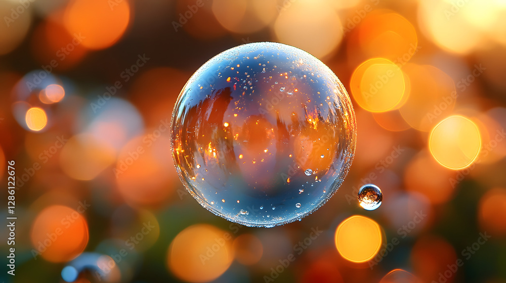 Poster ephemeral beauty: a close-up showcases a single, pristine bubble, capturing the interplay of light a