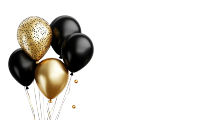 Celebration with black and gold balloons suitable for a festive event in a modern setting