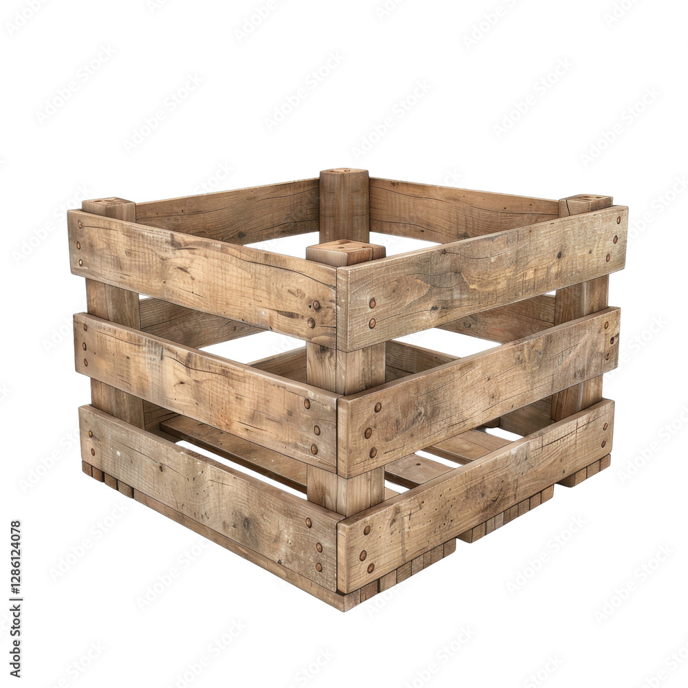 Poster wooden crate with rustic design, ideal for storage or decoration. this versatile container adds natu