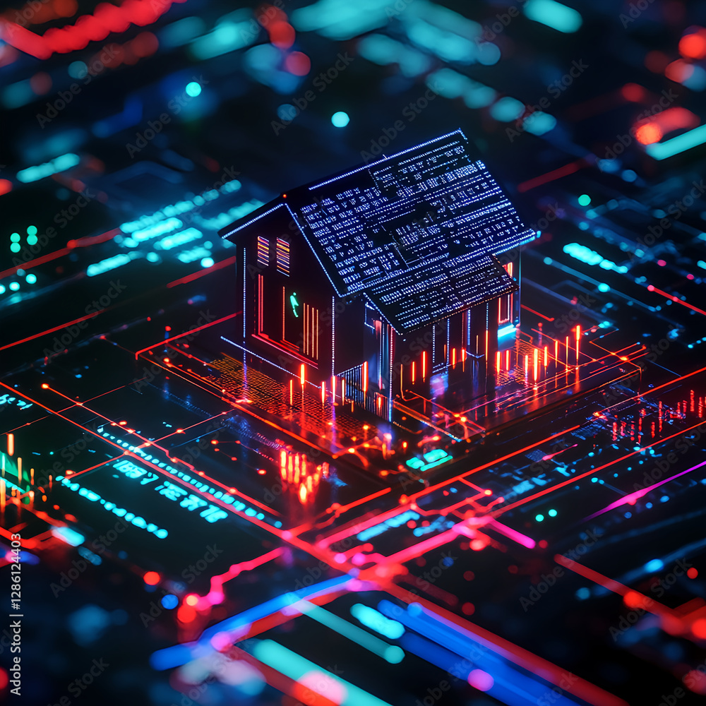 Poster digital home development virtual landscape 3d visualization futuristic environment high-tech viewpoi