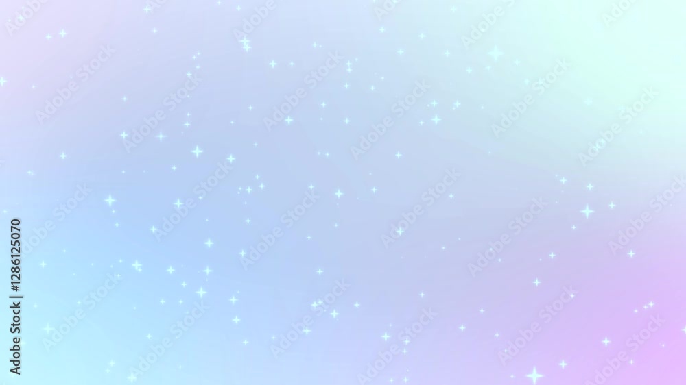 Poster Pastel gradient magical floating sparkling stars fantasy calm bright background animation
