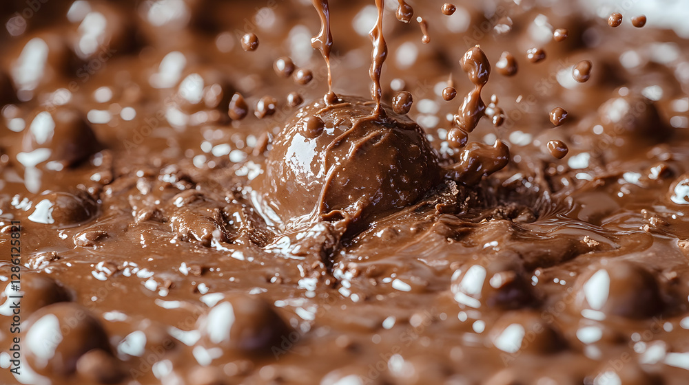 Poster molten chocolate delight: the image captures the rich, flowing texture of melted chocolate, with dro