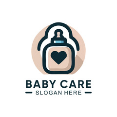 Baby care logo with minimalist design premium vector