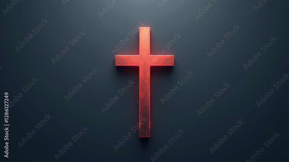 Poster an artistic rendering of a christian cross against a dark background.