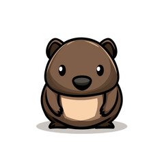 Fototapeta premium Cute cartoon wombat character with big eyes and friendly expression