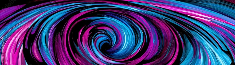 Poster vivid neon swirl lines create a dynamic abstract background in blue and purple, enhanced by a light 
