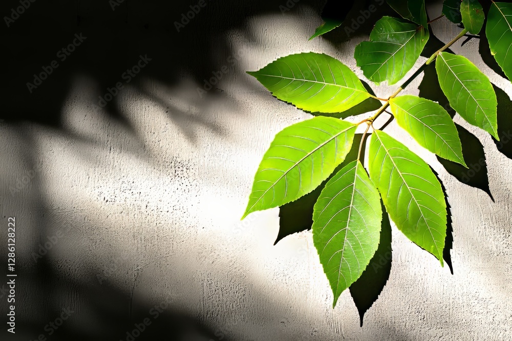 Aufkleber an abstract background featuring gray shadows contrasts with nature elements. sunlight creates a bok