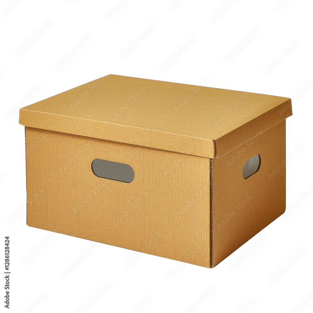 Aufkleber sturdy cardboard storage box with lid and cut out handles, perfect for organizing items. ideal for h