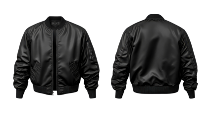 Modern black bomber jacket showcasing sleek design and utility features suitable for urban style and casual wear
