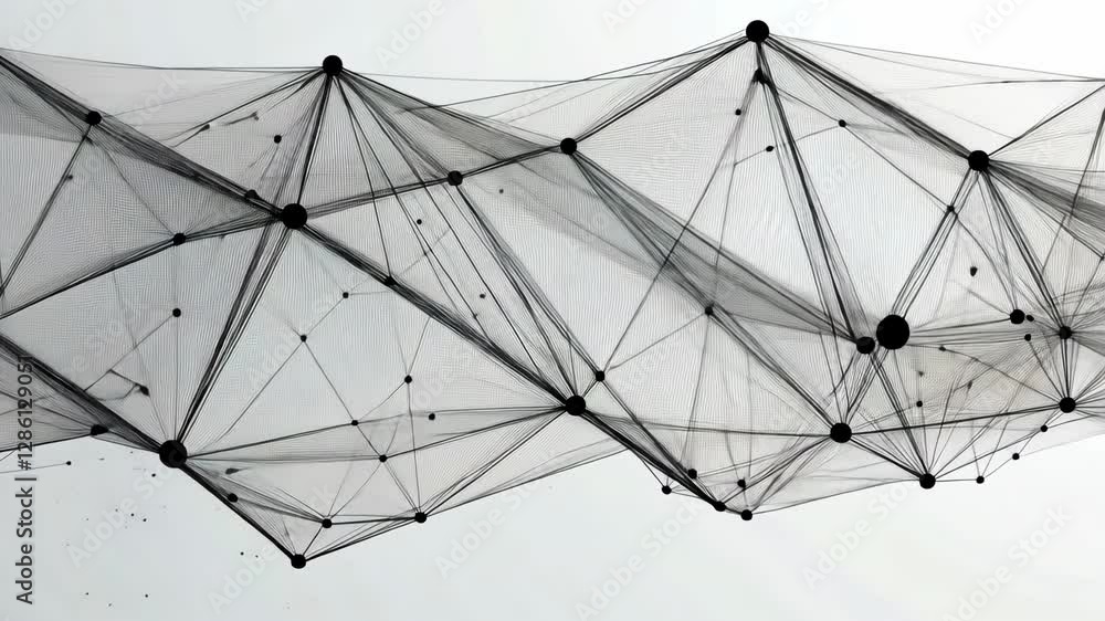 Poster abstract representation of interconnected nodes and lines creating a dynamic network structure in gr