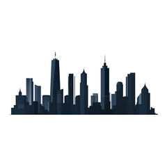 Fototapeta premium Modern Skyline Silhouette Vector – Sleek Minimalist Design with Clean Lines and Subtle Gradients, Isolated on Transparent Background