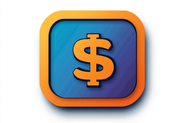 Obraz premium 3D financial mobile app icon with a bold dollar sign on a blue square button