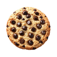 Fluffy 3D Cartoon Chocolate Chip Cookie with Glowing Isolated on Transparent Background
