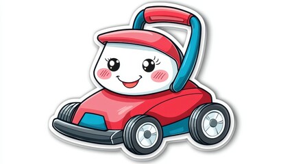 Fototapeta premium Cute Cartoon Character Toy Car for Children’s Play and Learning